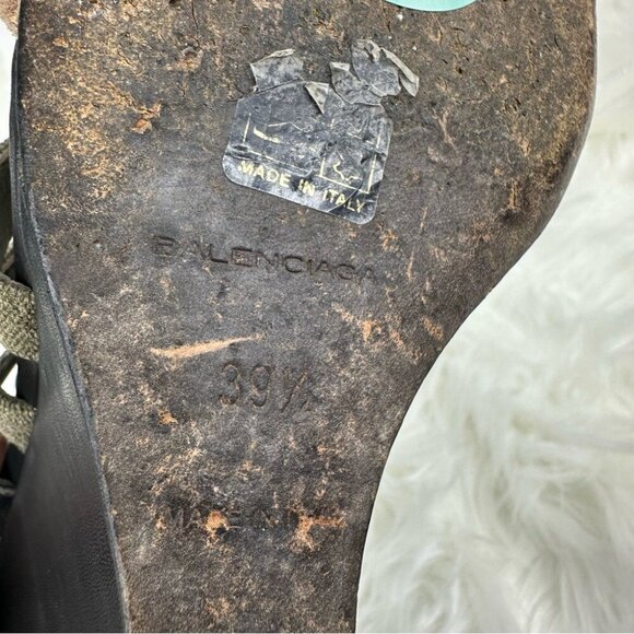 Balenciaga Women’s Black Strap Buckle Canvas Animal Designer Wedge Heels EU 39.5 - Picture 15 of 17